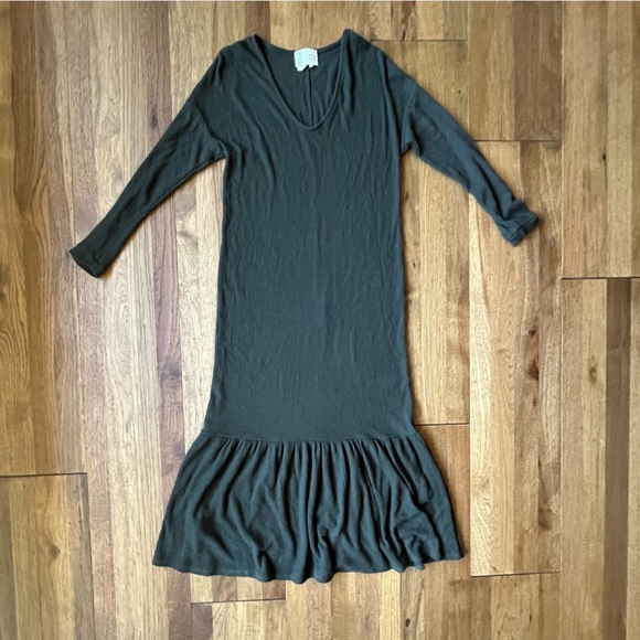 Anthropologie Saturday Sunday Soft Stretch Ribbed Dark Green Dress Women’s Sz XS - Picture 2 of 6